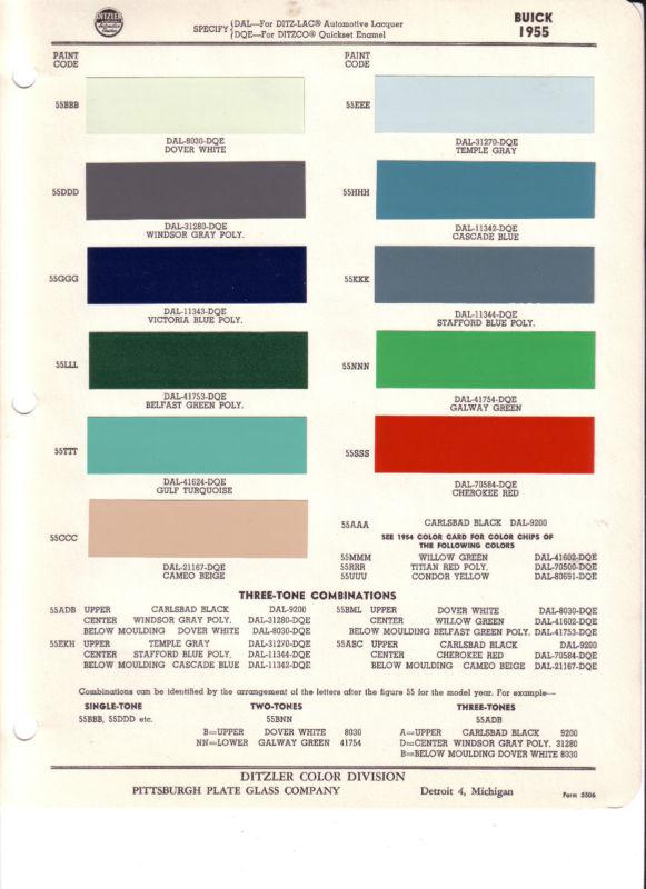 1955 buick super special roadmaster estate wagon 55 paint chips ditzler 2