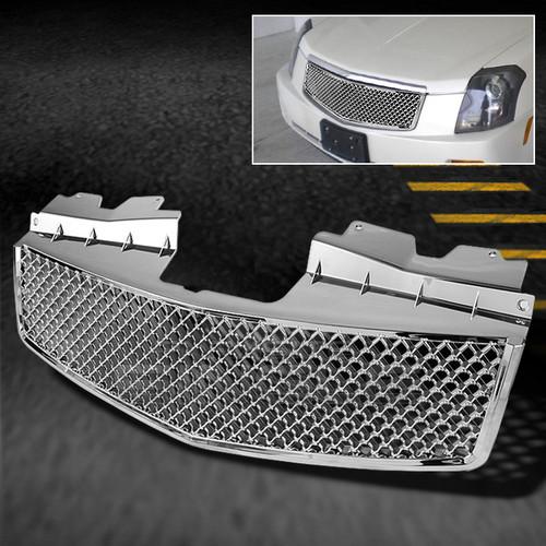 03-07 cadillac cts 1pc type-v front hood chrome sport grill grille