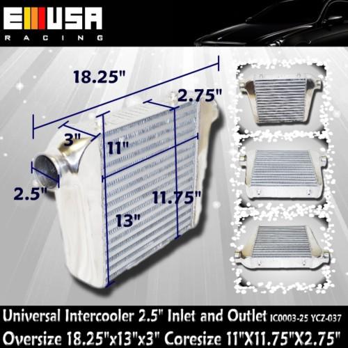 Universal intercooler 18"x13"x3"  2.5" i/o acura integra audi bmw honda civic