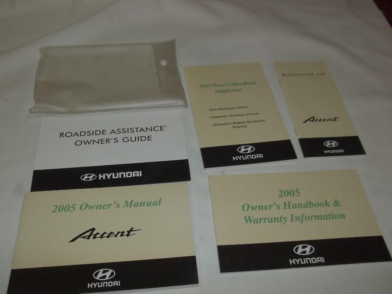 2005 hyundai accent owner manual 6/pc.set & clear plastic dealer case. free s/h.