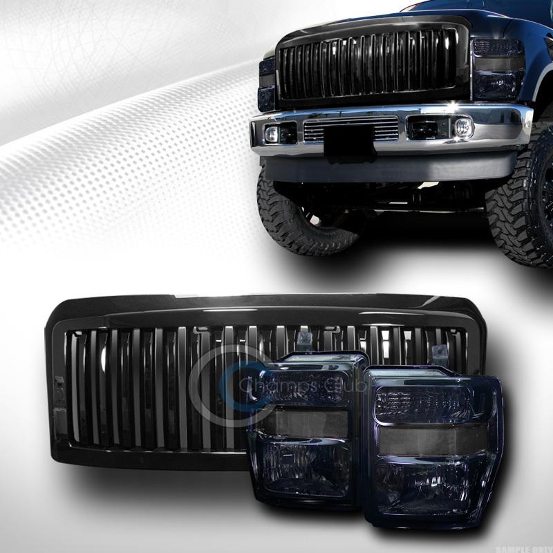 Buy SMOKE HEAD LIGHTS SIGNAL+VERTICAL FRONT GRILL GRILLE BLK 08-10 FORD ...