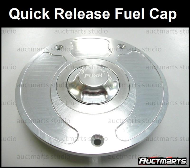 Cnc keyless fuel cap gas quick release for suzuki gsx-r 1000 2003-2008 silver d