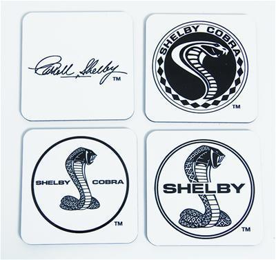 Ghh coasters corked-backed hardboard white/black shelby snake logo set of 4