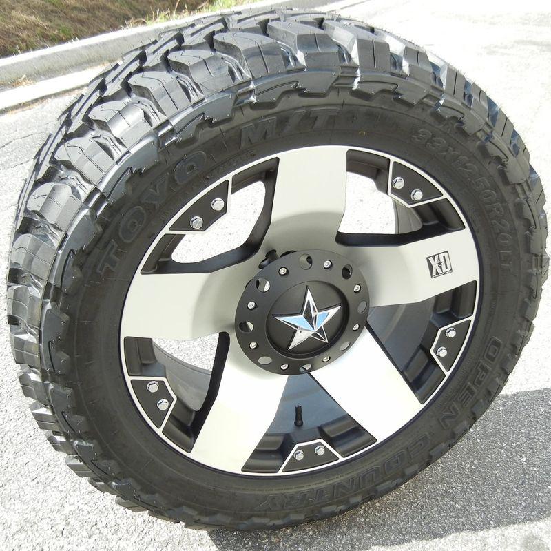 20" machined xd rockstar wheels & toyo opencountry m/t chevy gmc dodge 2500 3500