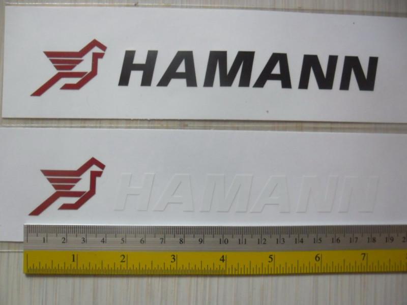 2 hamann di-cut sticker decals for european tuners, car detailing.