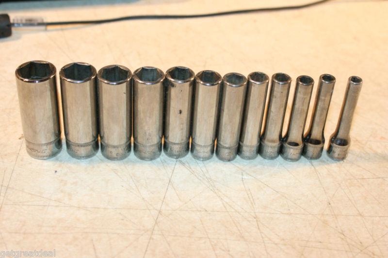 Snap-on tools 1/4" drive metric deep 6-point socket set 12pc 5-15mm