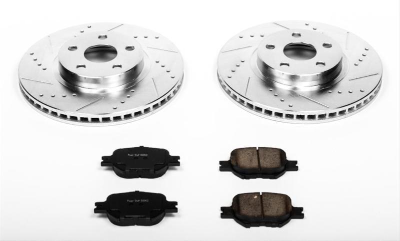 Power stop brake rotors/pads cross-drilled/slotted front scion toyota kit