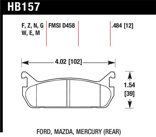 Hawk performance hb157f.484 disc brake pad 90-96 escort miata protege tracer