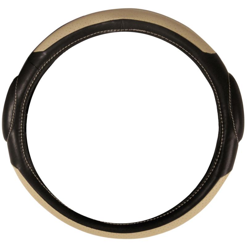 Pilot racing style steering wheel cover, tan / black sw-68t