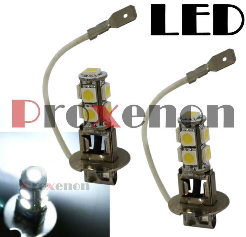 Led h3 xenon hyper white 6000k pair headlight 9-smd bulb pe9 for fog light