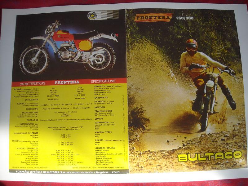 Bultaco frontera 250/360,152-143m,photocopy factory sales brochure original size