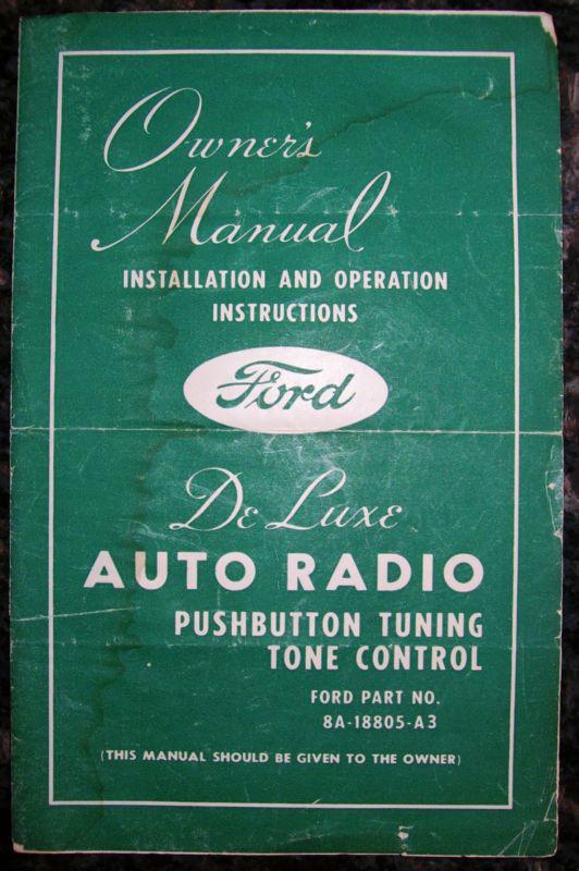 Original 1949-1951 ford deluxe auto radio owner's manual