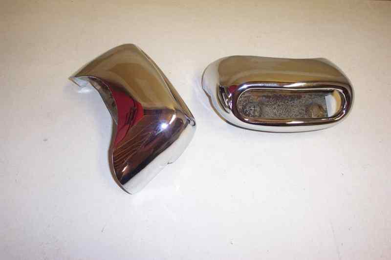 1956 pontiac (re-chromed) dual exhaust rear bumper tips a+ (used oem pair)