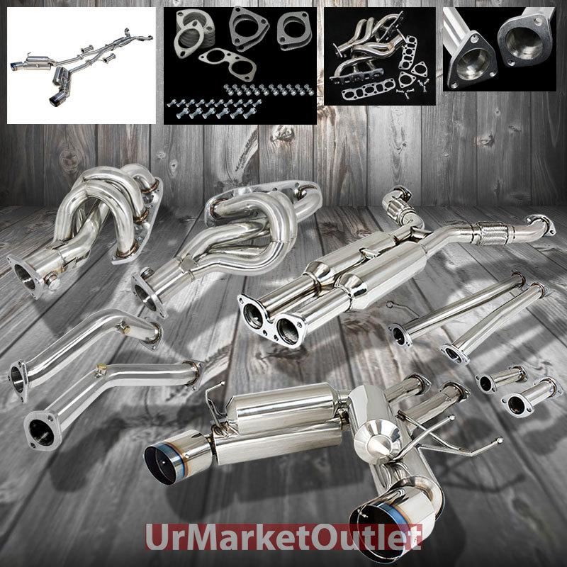 Dual path muffler 4.7" burn tip catback+header+downpipe exhaust 03-09 350z/g35