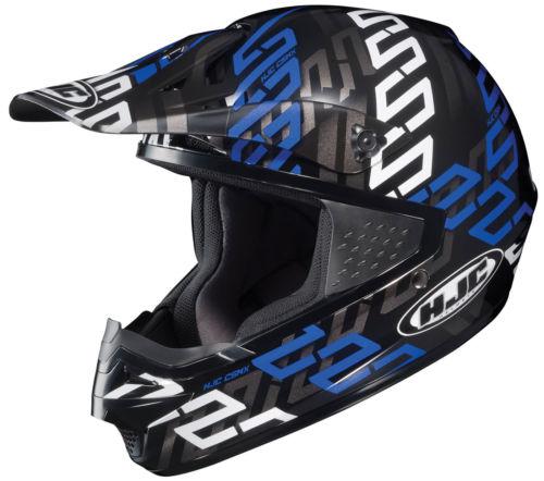 New hjc cs-mx motocross link adult helmet, black/blue/silver, 2xl/xxl