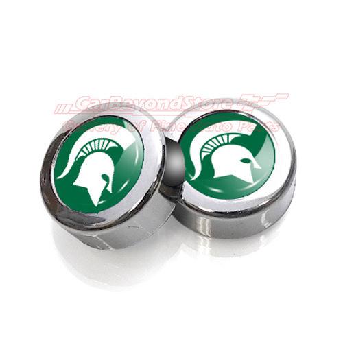 Michigan state university license plate frame chrome screw covers, pair + gift