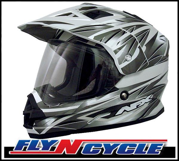 Afx fx-39 dual sport small silver multi motorcycle full face helmet dot ece sml