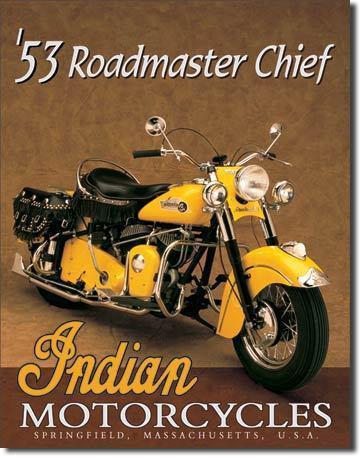 Motorcycle indian 53 roadmaster tin sign print poster