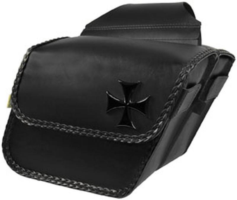 New willie & max maltese cross standard saddlebags, black, 12" x 9.5" x 5.5"