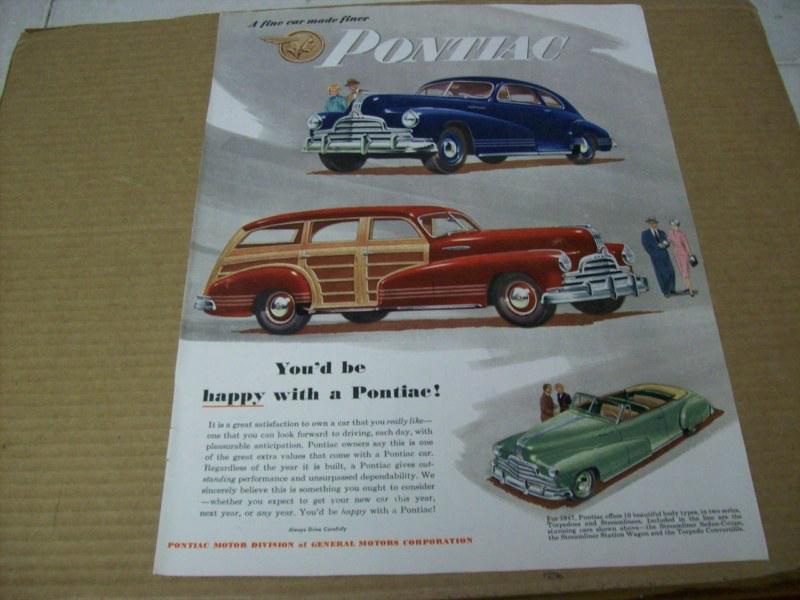 1947 pontiac sedan, station wagon & convertible  advertisement , vintage ad