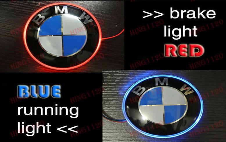 Bmw 82mm two tone blue & red  bright led light truck logo emblem tail car badge
