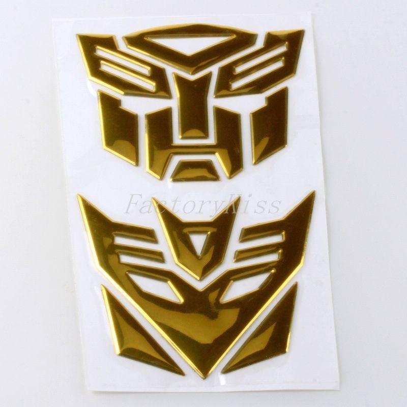 Gau transformers emblem sticker decal autobot & decepticon gold