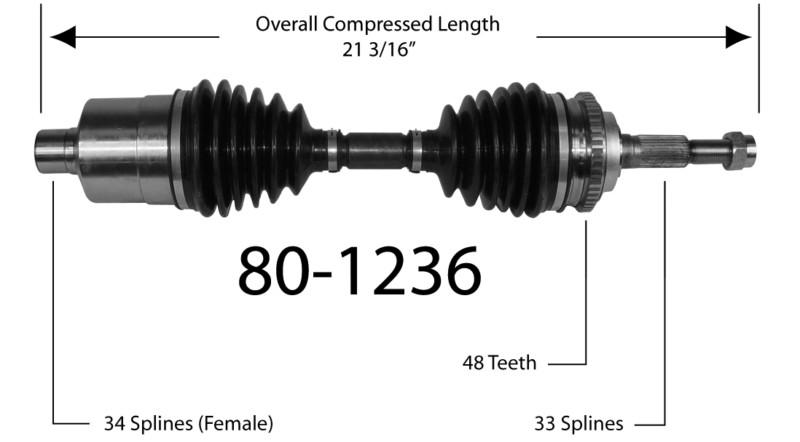 Empi 80-1236 new constant velocity premium cv half shaft drive axle assembly