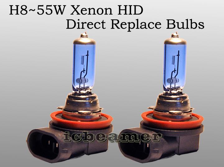 H8 55w x2 pcs 12v high fog xenon hid super white direct replace bulbs hl7dot