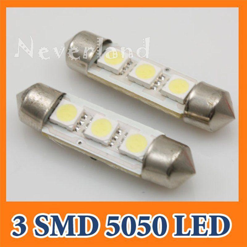 2x 39mm 3 smd led car c5w white festoon interior dome reading light lamp bulb