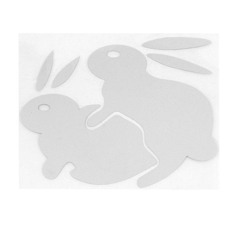 Rabbit couple pattern car vehicle decal self adhesive sticker silver tone