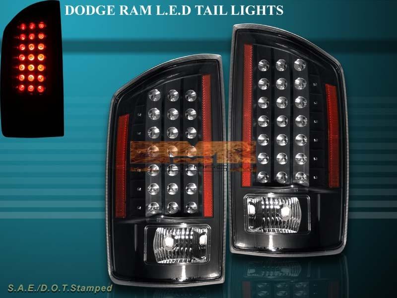 2007-2008 dodge ram 1500 2500 3500 led tail lights black 