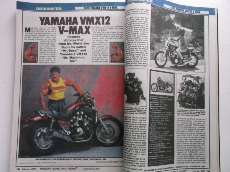 Yamaha vmx12 v-max motorcycle magazine road test 1985 reprint