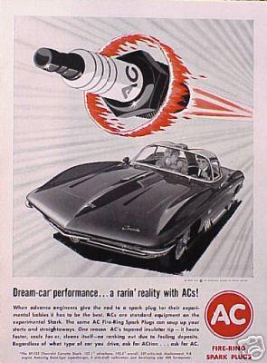 1963 vette corvette shark ac plug original vintage ad cmy store 5+= free ship