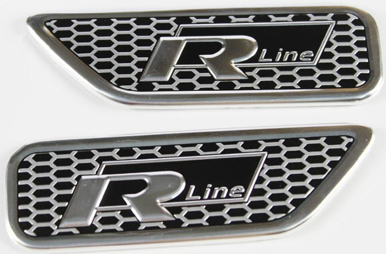 2pc-set for vw black r-line badge side wing emblem gti golf polo mk4 mk5 mk6 06 