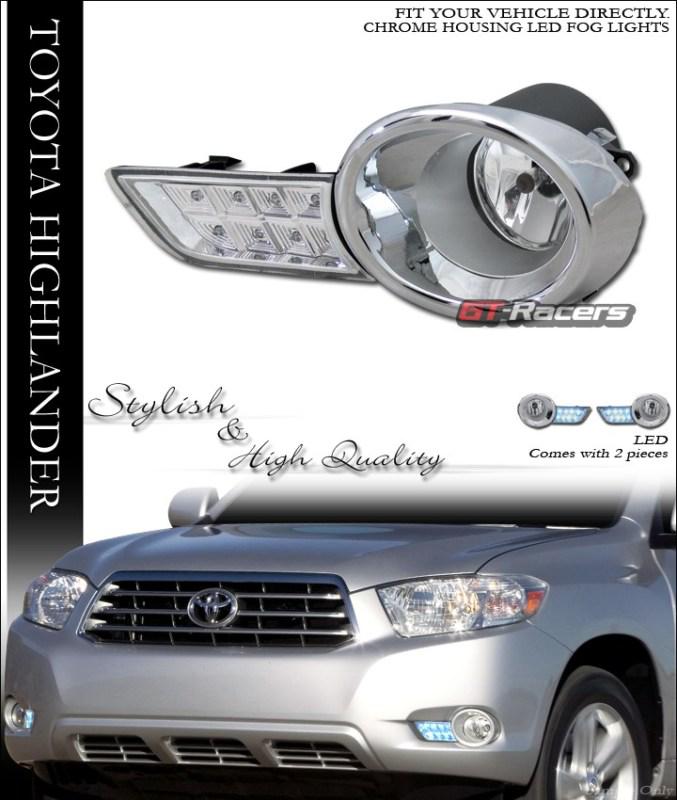 Euro crystal clear front bumper fog lights+led cover+switch 2008-2010 highlander