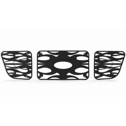 Ford ranger 98-00 horizontal flame black powdercoat truck grill insert add-on