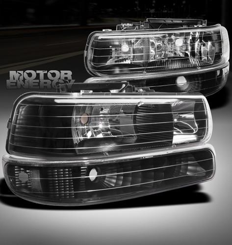 1999-2002 silverado/2000-2006 tahoe suburban crystal head light+bumper black set