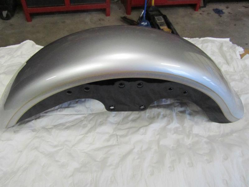 New harley flstf fat boy 100th anniversary front fender  no reserve silver blk 