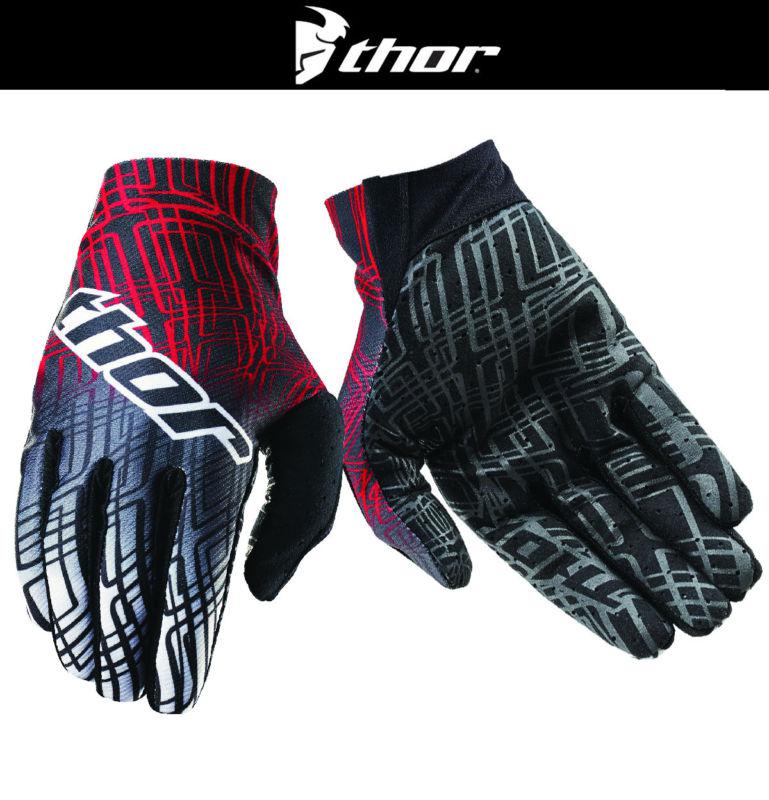 Thor void rectangle black white red dirt bike gloves motocross mx atv 2014