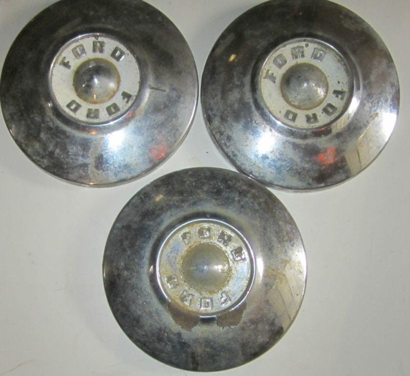 3 vintage ford hubcaps wheel covers 