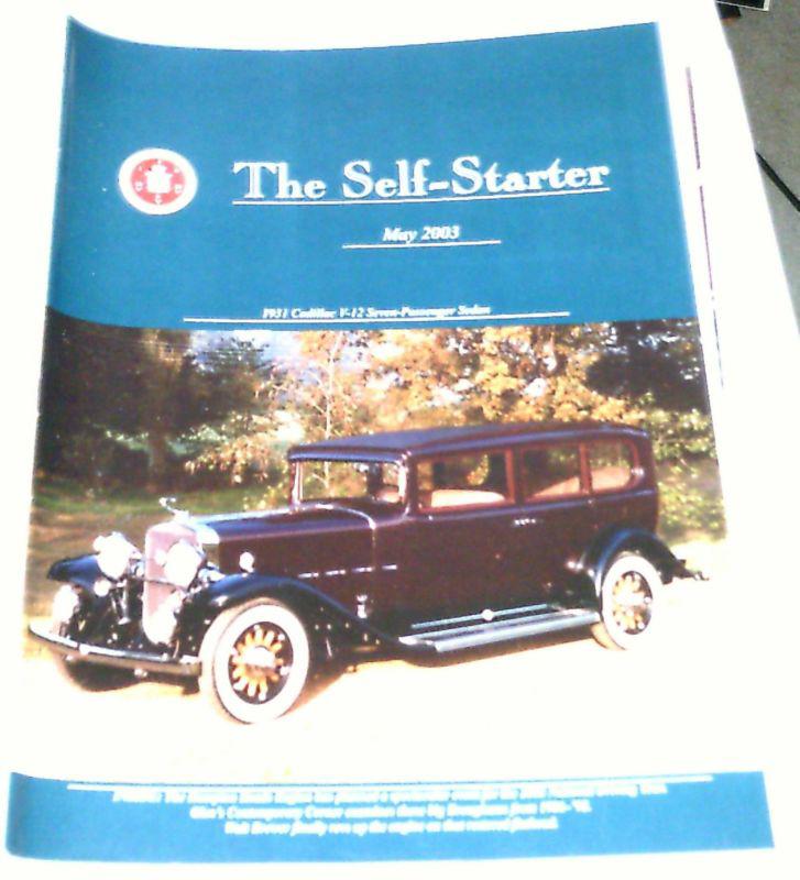  cadillac self starter magazine may 2003 issue features 1931 v-12 7 pass sedan