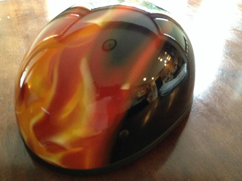 Skid lid motorcycle helmet with flame graphics size xl