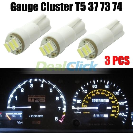 3x t5 73 3 smd led gauge cluster key ring sunvisor shifter light bulb white