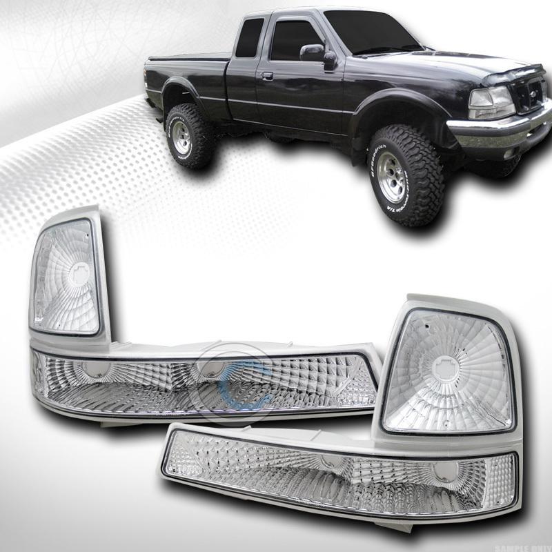 Depo chrome clear signal parking bumper corner lights lamps 98 99 00 ford ranger