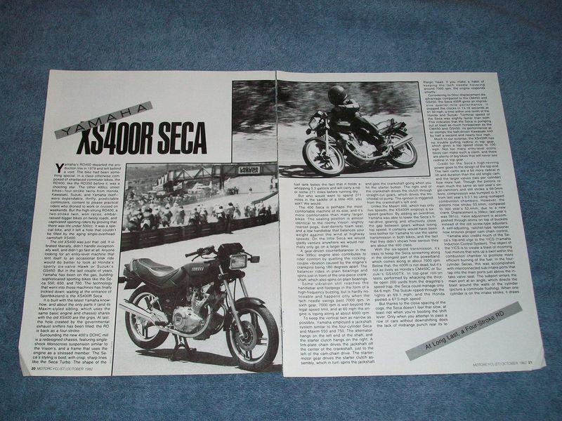 1982 yamaha xs400r seca ride report info article