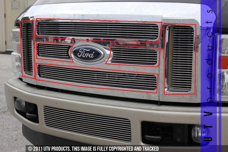 2008 - 2010 ford f250 & f350 super duty 6pc upper chrome billet grille 08 09 10