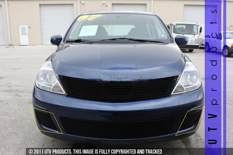 2007 2008 2009 2010 2011 nissan versa 2pc fog lights black billet grille kit 