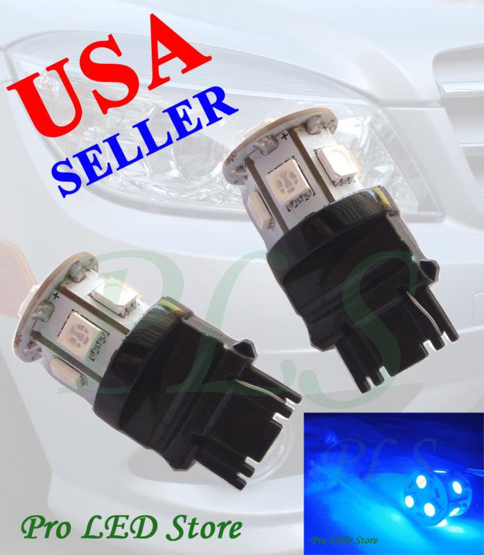 Two pcs 3156 3456 super blue 9 smd led reverse stop turn signal lights