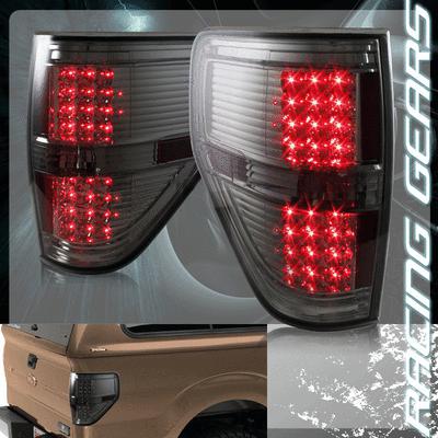 2009-2011 ford f-150 black housing smoke lens led brake rear tail light lamps