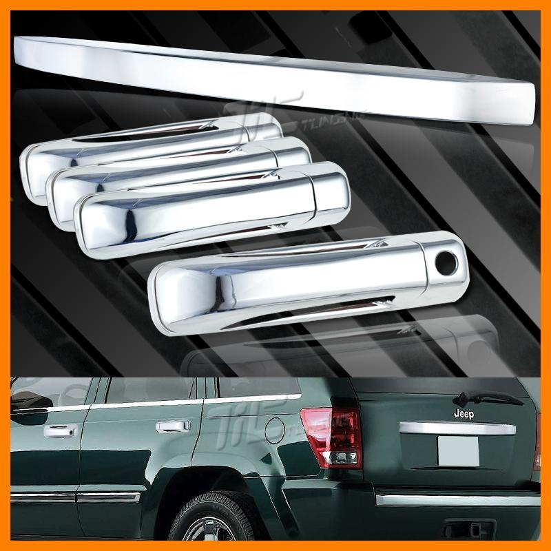 2005-2010 jeep grand cherokee door tailgate handle cover chrome finished 5pc set